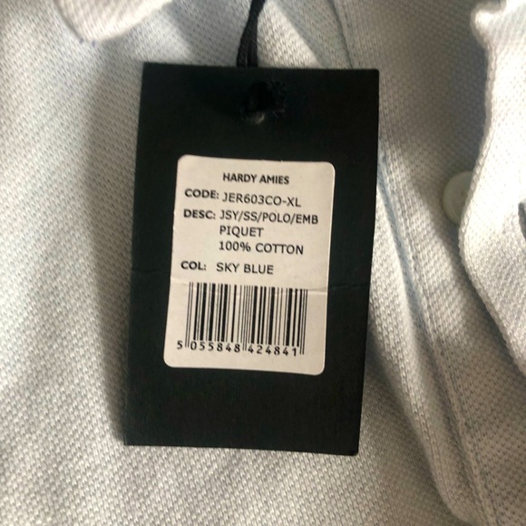 Hardy Amies Polo Shirt Baby Blue 100% Cotton Brand new with Tags - Picture 2 of 3